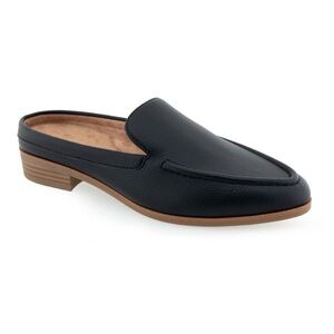 AEROSOLES Black Leather Mules